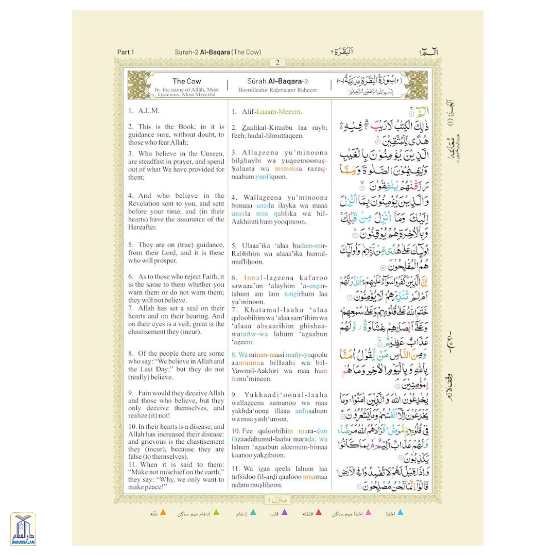 The Holy Quran Colour Coded Arabic Text And Transliteration With English Translation | Roman English (Hb) - Image 3